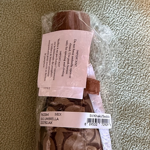 Coach Brown Signature Compact Umbrella - Picture 2 of 6